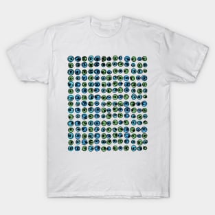 Green Blue Eyes Modern Decorative Abstract Mosaic Dots Pattern T-Shirt